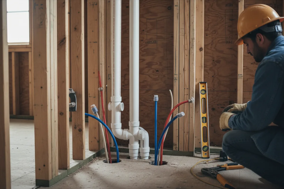 Drain and supply rough-in during Toilet Repair and Installation in North Hollywood